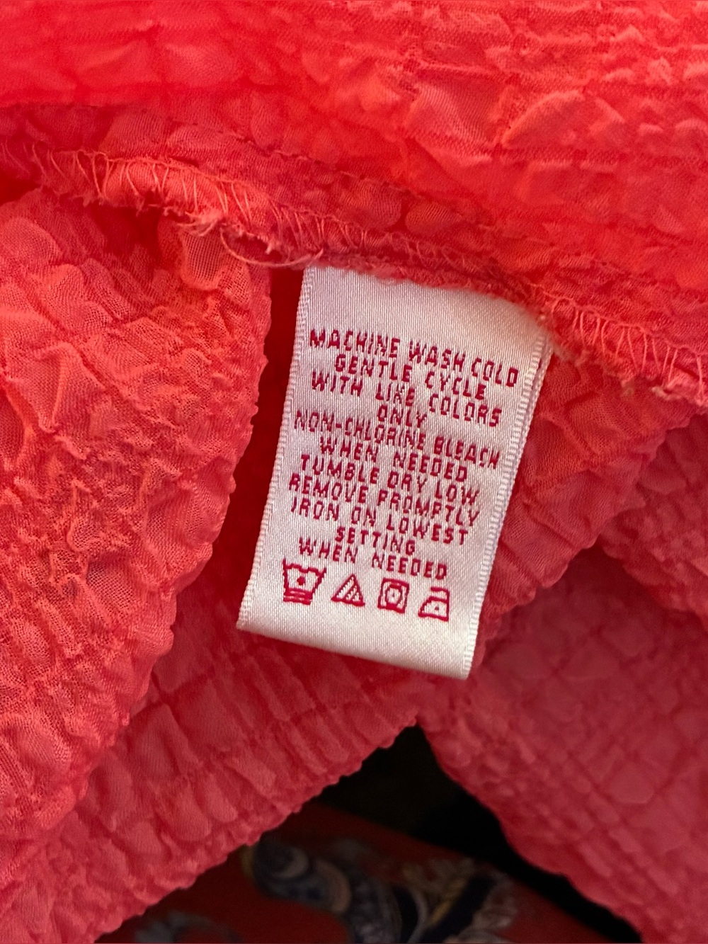 Vintage Y2K Nine & Company Crinkle Gauze Button Front Blouse Coral 10 - Picture 2 of 4